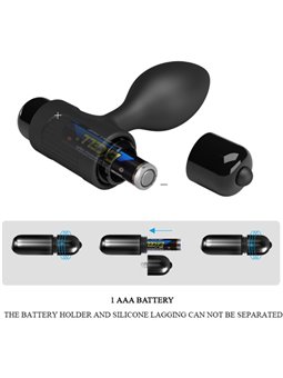 Pretty Love Vibra Butt - Black Silicone Anal Plug 10 Vibrations