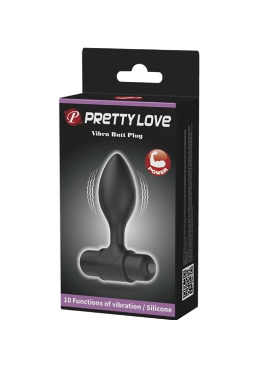 Pretty Love Vibra Butt - Black Silicone Anal Plug 10 Vibrations