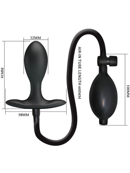 Pretty Love - Black Inflatable Silicone Anal Plug
