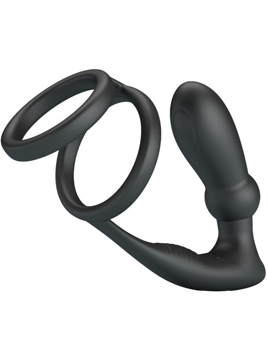 Pretty Love Emoni - Anello Fallico con Plug Anale 12 Vibrazioni Nero