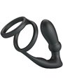 Pretty Love Emoni - Anello Fallico con Plug Anale 12 Vibrazioni Nero