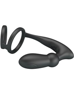 Pretty Love Emoni - Anello Fallico con Plug Anale 12 Vibrazioni Nero