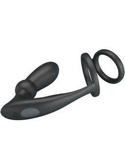 Pretty Love Emoni - Anello Fallico con Plug Anale 12 Vibrazioni Nero