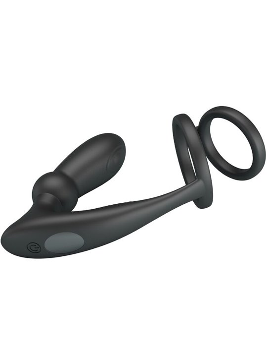 Pretty Love Emoni - Anello Fallico con Plug Anale 12 Vibrazioni Nero