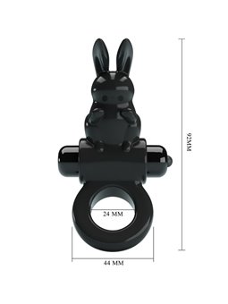Pretty Love - Anello Fallico Vibrante con Stimolatore Rabbit Nero