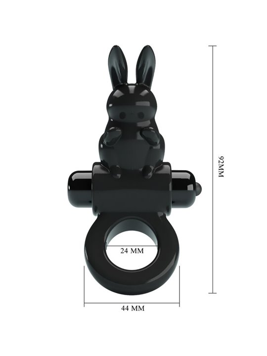 Pretty Love - Anello Fallico Vibrante con Stimolatore Rabbit Nero