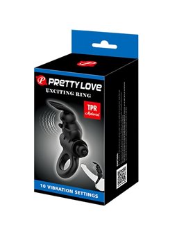 Pretty Love - Anello Fallico Vibrante con Stimolatore Rabbit Nero