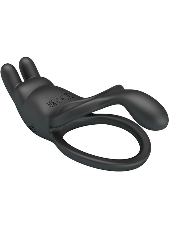 Pretty Love Seth - Anello Fallico Doppio Vibrante Rabbit Nero