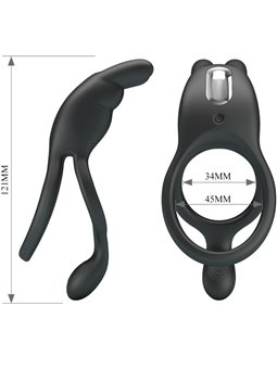 Pretty Love Seth - Black Double Vibrating Rabbit Cock Ring