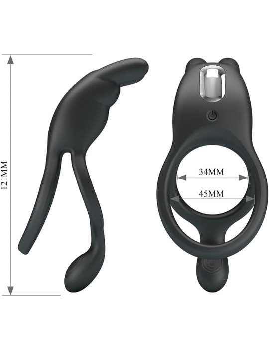 Pretty Love Seth - Black Double Vibrating Rabbit Cock Ring