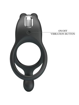 Pretty Love Seth - Black Double Vibrating Rabbit Cock Ring