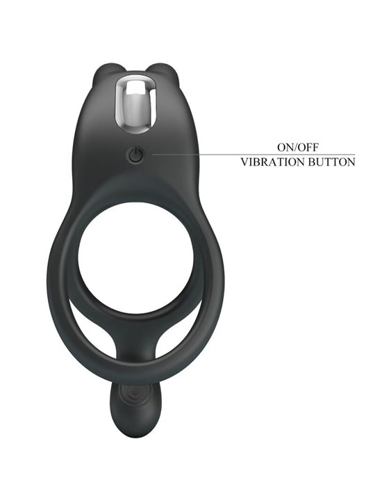 Pretty Love Seth - Anello Fallico Doppio Vibrante Rabbit Nero