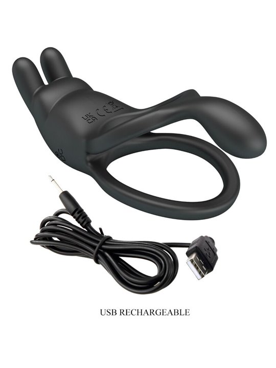 Pretty Love Seth - Black Double Vibrating Rabbit Cock Ring