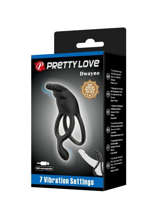 Pretty Love Seth - Anello Fallico Doppio Vibrante Rabbit Nero