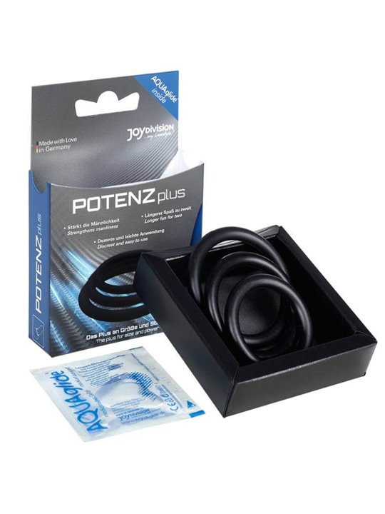 Joydivision Potenzduo - Plus 3 Black Rings Set - S, M, L