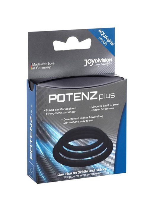 Joydivision Potenzduo - Plus 3 Black Rings Set - S, M, L