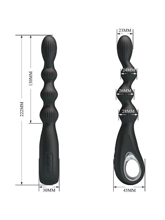 Pretty Love Federer - Black Silicone Anal Vibrator 12 Vibrations