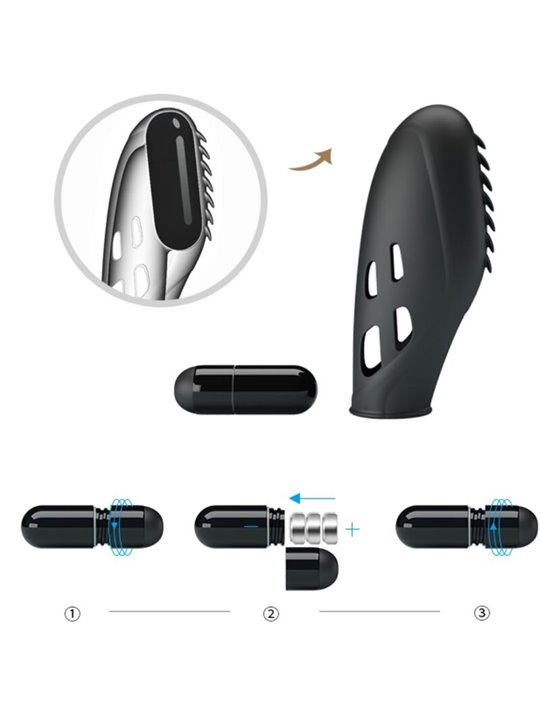 Pretty Love Gilo - Black Silicone Finger Vibrator