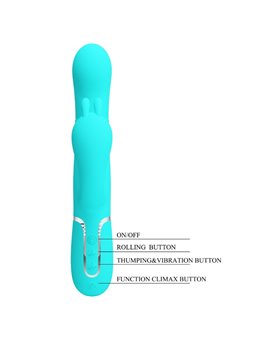 Pretty Love Cammy - 4-in-1 Triple Rabbit Vibrator Blue