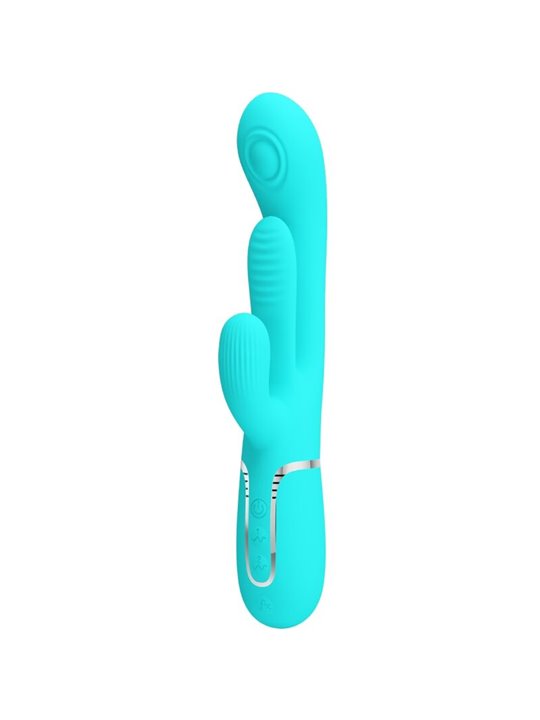 Pretty Love Shania - Vibratore Multifunzione 4 in 1 Triplo Rabbit Blu
