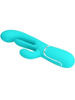 Pretty Love Shania - Vibratore Multifunzione 4 in 1 Triplo Rabbit Blu