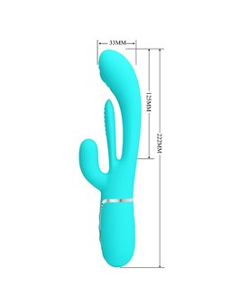 Pretty Love Shania - Vibratore Multifunzione 4 in 1 Triplo Rabbit Blu
