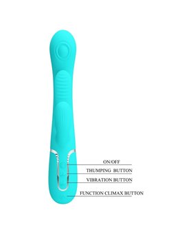 Pretty Love Shania - Vibratore Multifunzione 4 in 1 Triplo Rabbit Blu