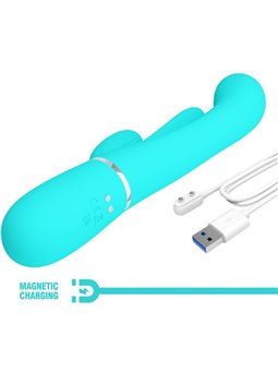 Pretty Love Shania - Vibratore Multifunzione 4 in 1 Triplo Rabbit Blu