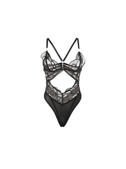 Subblime 955229 - Body Trasparente con Pizzo Nero Forato L/XL