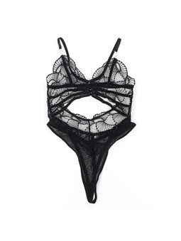 Subblime 955229 - Sheer Black Lace Cutout Bodysuit L/XL