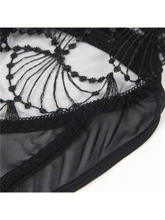 Subblime 955229 - Body Trasparente con Pizzo Nero Forato L/XL