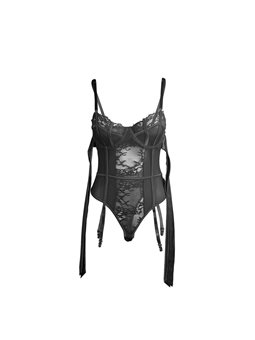 Subblime 955496 - Body in Pizzo con Fiocchi e Reggicalze Nero S/M