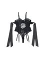 Subblime 955496 - Black Lace Bow Bodysuit with Garter S/M