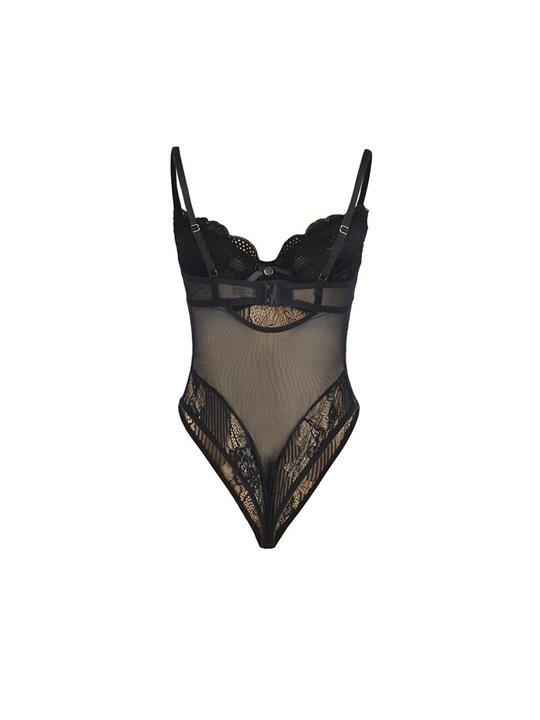 Subblime 955618 - Black Floral Lace Bodysuit S/M
