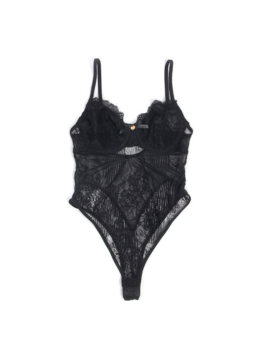 Subblime 955618 - Black Floral Lace Bodysuit S/M