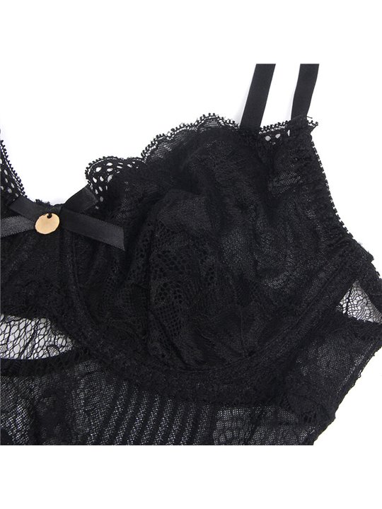 Subblime 955618 - Black Floral Lace Bodysuit S/M