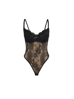Subblime 955625 - Black Floral Lace Bodysuit L/XL