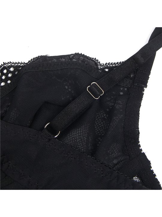 Subblime 955625 - Black Floral Lace Bodysuit L/XL