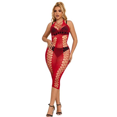Subblime 952327 - Vestito Lungo a Rete Rosso Taglia Unica