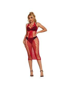 Subblime 952327 - Vestito Lungo a Rete Rosso Taglia Unica