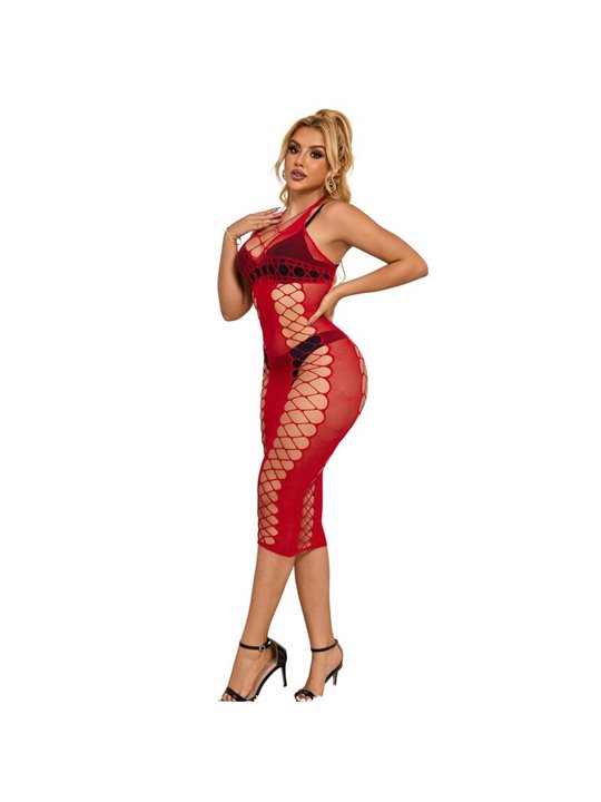 Subblime 952327 - Vestito Lungo a Rete Rosso Taglia Unica