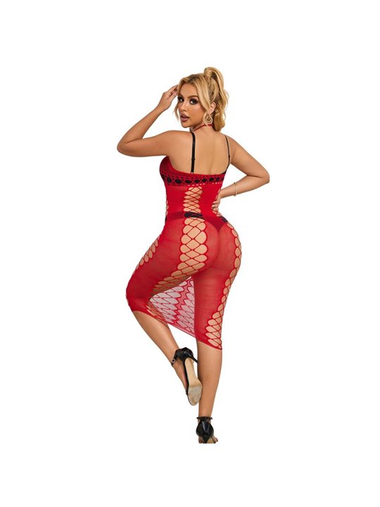 Subblime 952327 - Vestito Lungo a Rete Rosso Taglia Unica