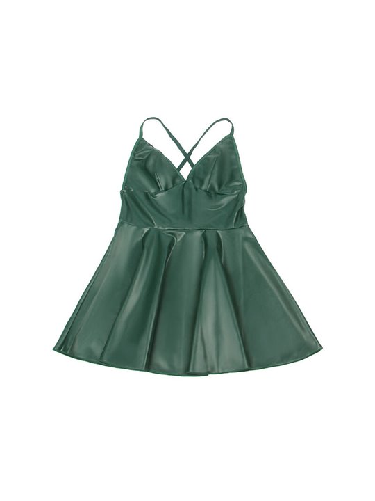 Subblime 955441 - Vegan Leather Dress with Straps Green L/XL