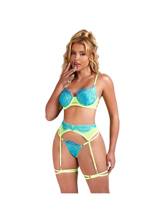 Subblime 955328 - Lace Set with Green & Blue Details L/XL