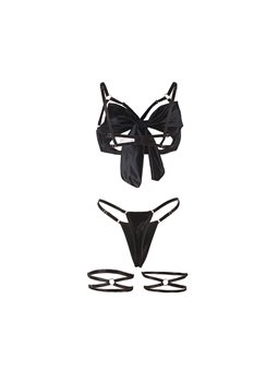 Subblime 955199 - Perizoma e Reggiseno con Fiocco Nero Regolabile S/M