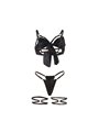 Subblime 955199 - Perizoma e Reggiseno con Fiocco Nero Regolabile S/M