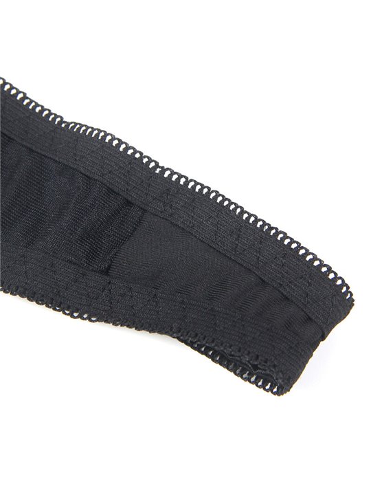 Subblime 955199 - Perizoma e Reggiseno con Fiocco Nero Regolabile S/M