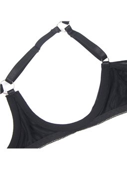 Subblime 955199 - Perizoma e Reggiseno con Fiocco Nero Regolabile S/M