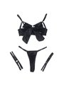 Subblime 955205 - Perizoma e Reggiseno con Fiocco Nero Regolabile L/XL