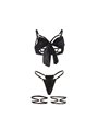 Subblime 955205 - Black Adjustable Bow Thong & Bra L/XL